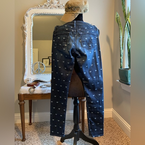 Adriano Goldschmied The Stevie Ankle Slim Straight Leg Hearts Design Jeans Sz 25 - Picture 6 of 6